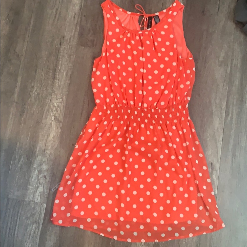 Flirty Orange & Cream Open Back Dress